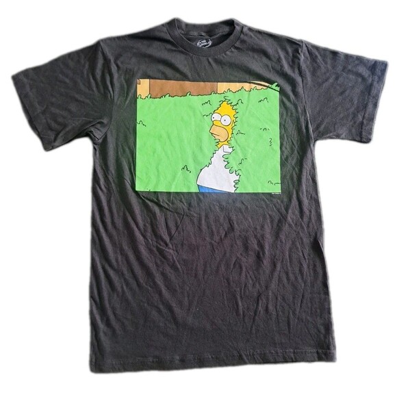 The Simpsons Homer Into The Bushes Meme T-Shirt Men’s Medium Charcoal Graphic - Picture 1 of 6